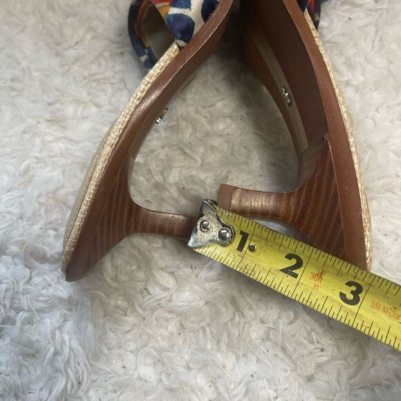 Sam Edelman Darcie  multicolor satin fabric slip on Kitten-Heel Sandals SZ9M - Picture 10 of 11